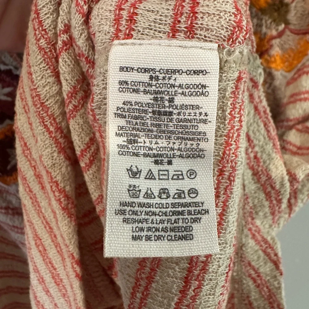 Free People Red Striped Tank with Floral Accents - Picture 3 of 4